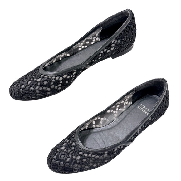 Stuart Weitzman black lace ballet flats‎ Sz 8.5 - Picture 1 of 9
